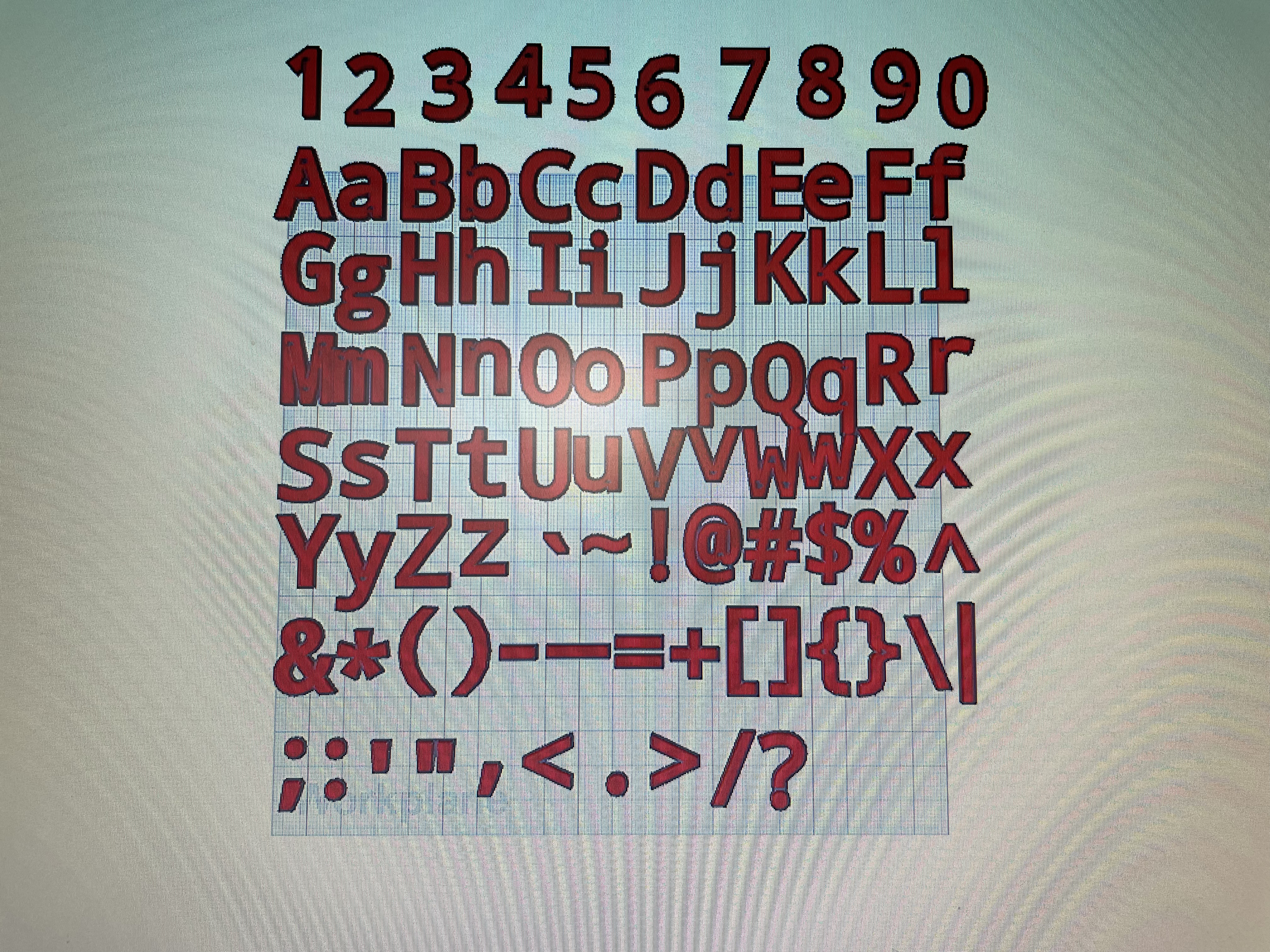 Alphabet + Numbers + Special Characters