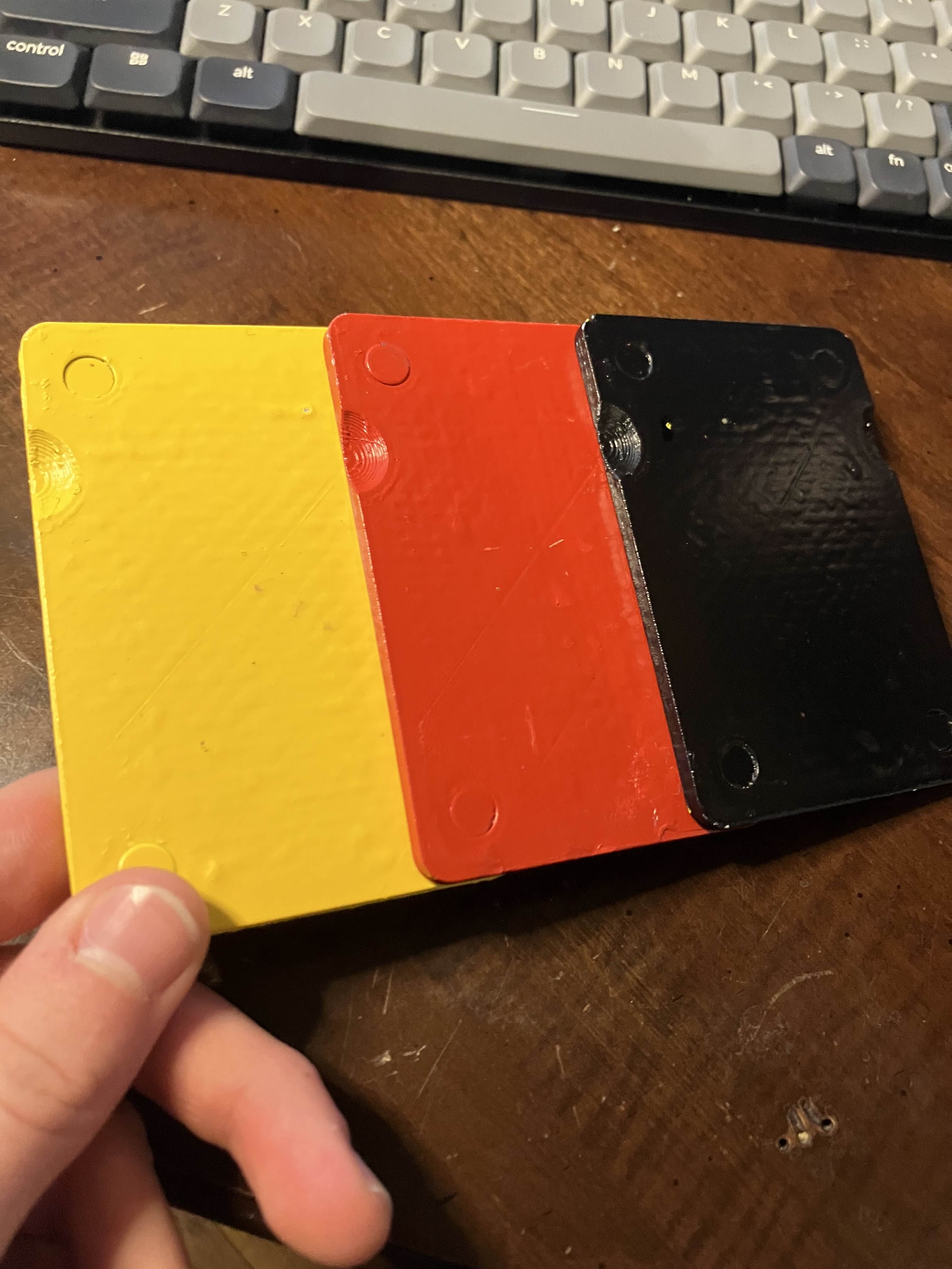 Referee card set with inset magnets