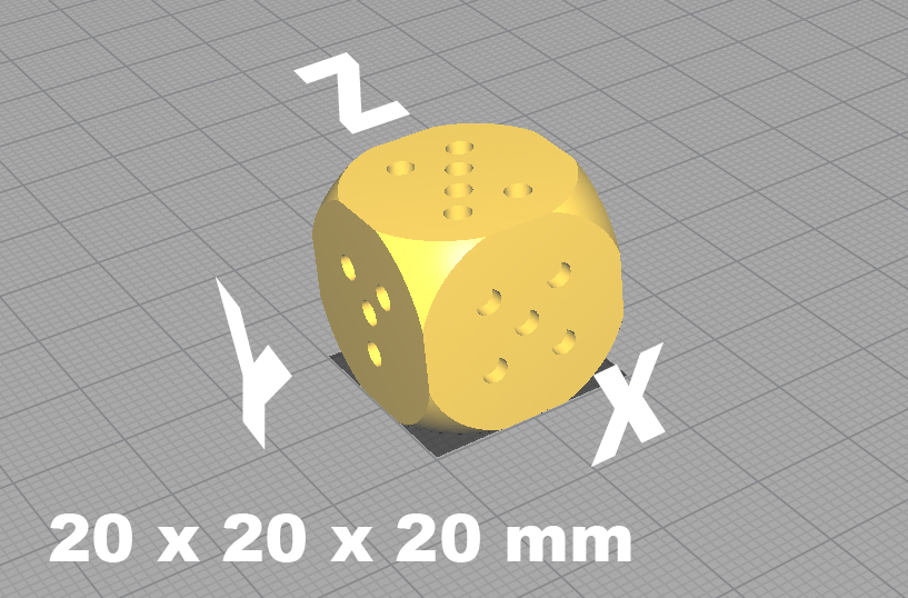 Dice as 20mm XYZ calibration cube by MyTechFun Download free STL