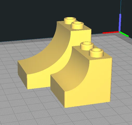 Duplo brick generator for curved down (arch inverted) bricks