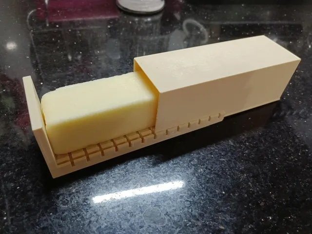 Butter stick storage box with cutting guide, easy print