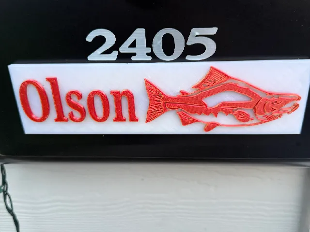 Olson Nameplate with Fish Design – 3D Printable Family Sign