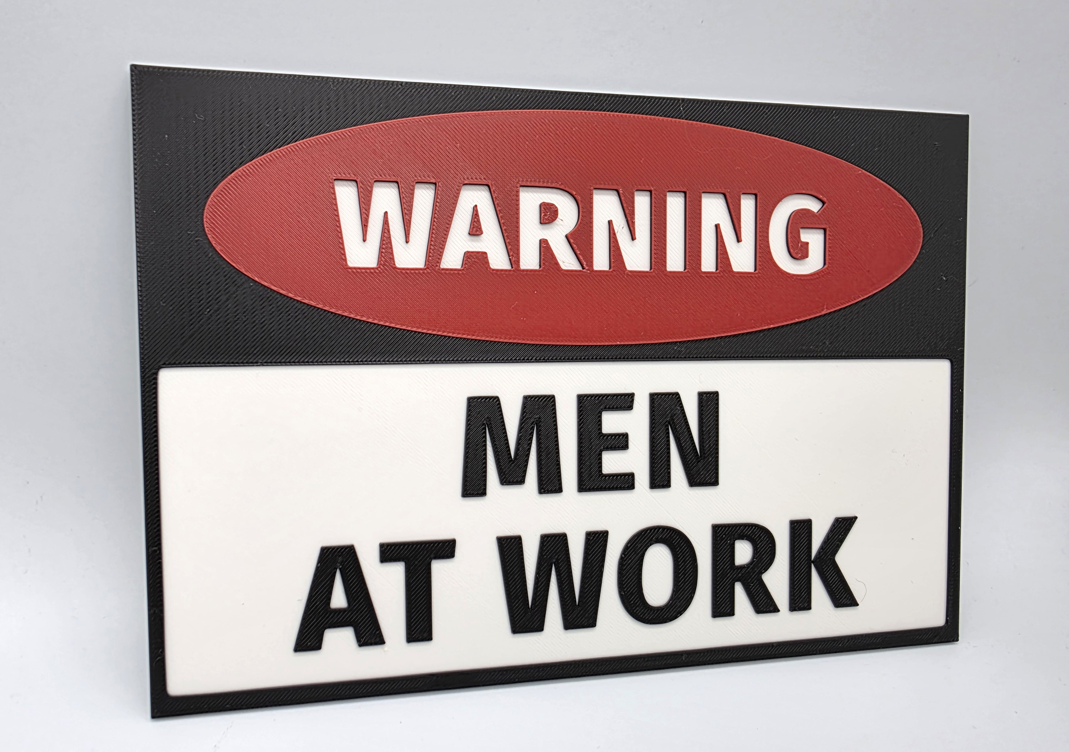 Warning Men at Work Sign 2 color changes