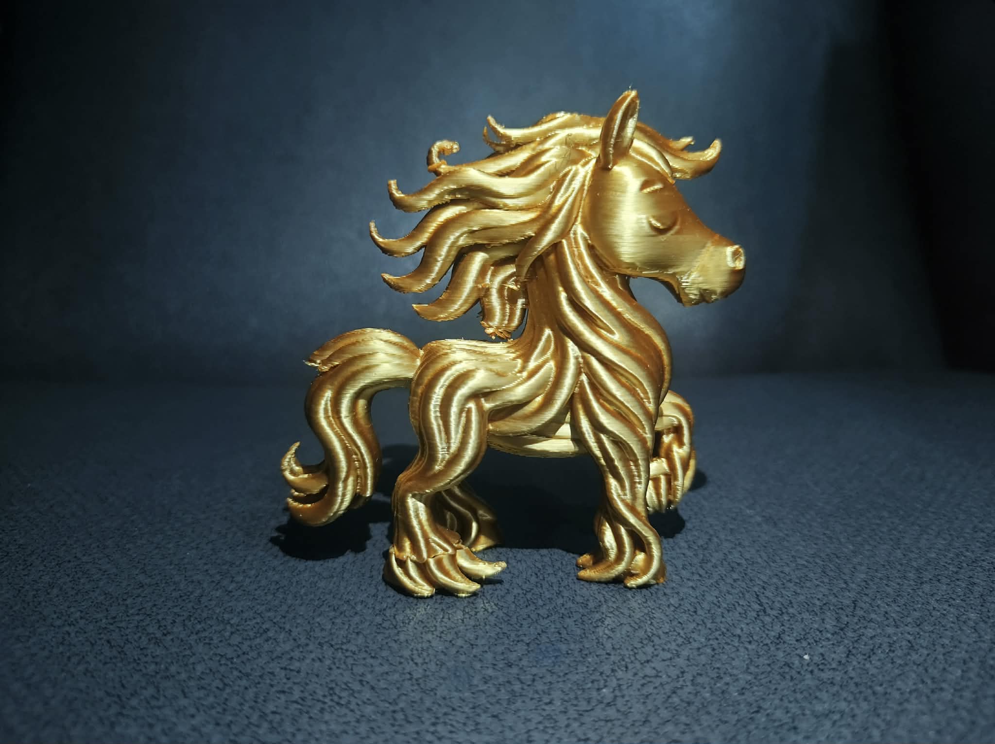 Vein-wood Young Pony Sculpture With Flowing Mane Lines