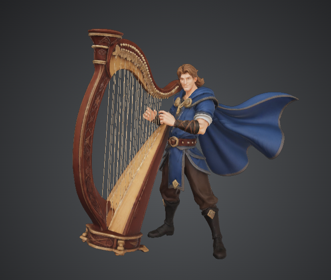 Fantasy Bard with Harp – Medieval Musician Hero