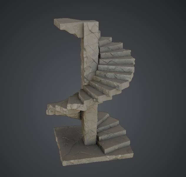 Broken Spiral Staircase Ruin – Cracked Stone Tower Steps