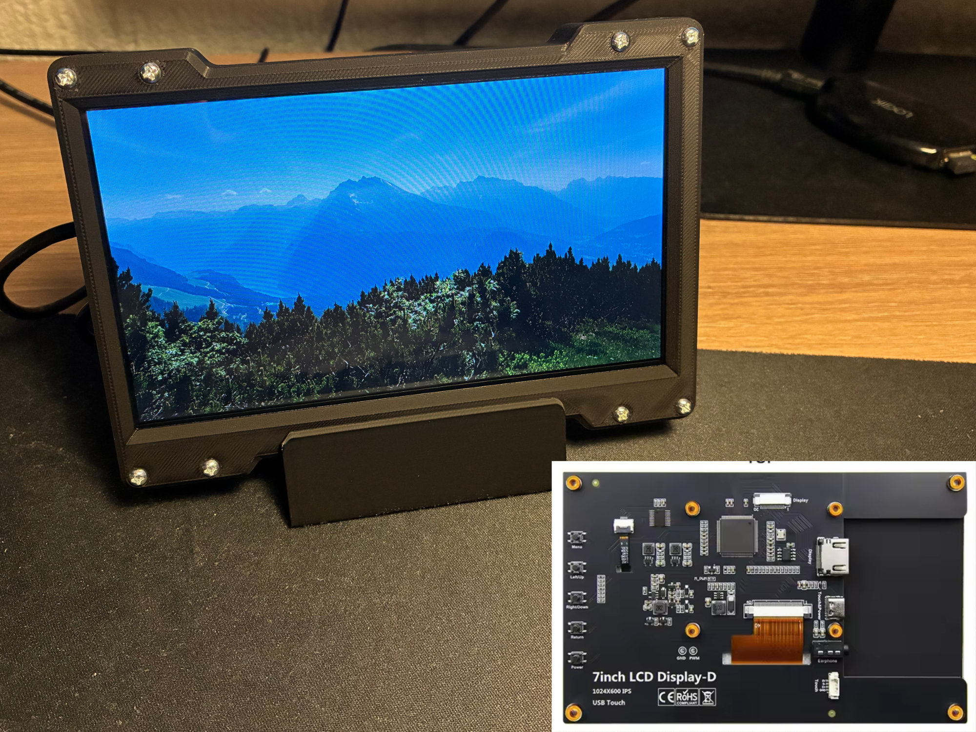 Case and stand for 7" 1024x600 HDMI MPI7010 display