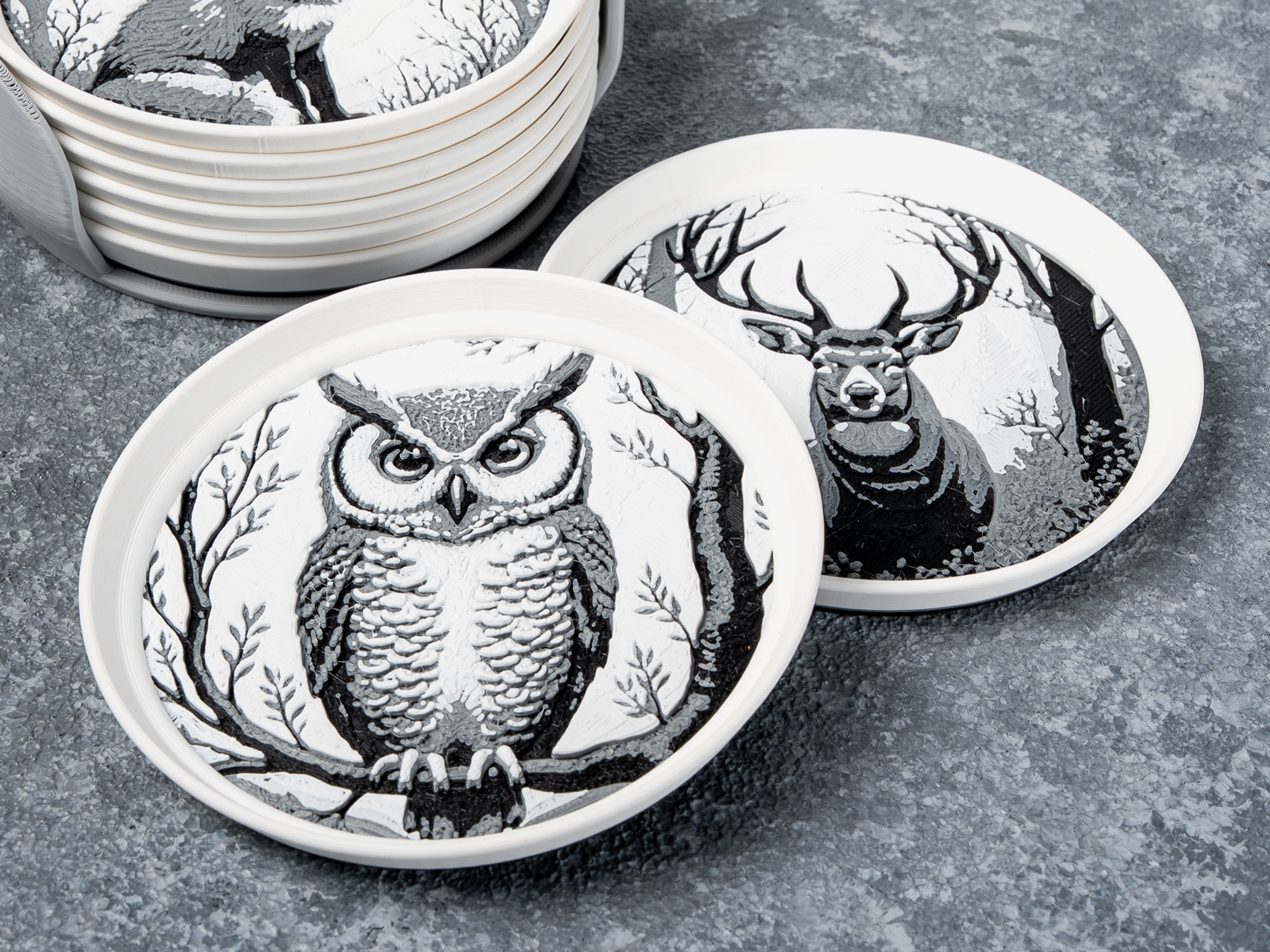 Midnight Forest Wildlife Stackable Coasters