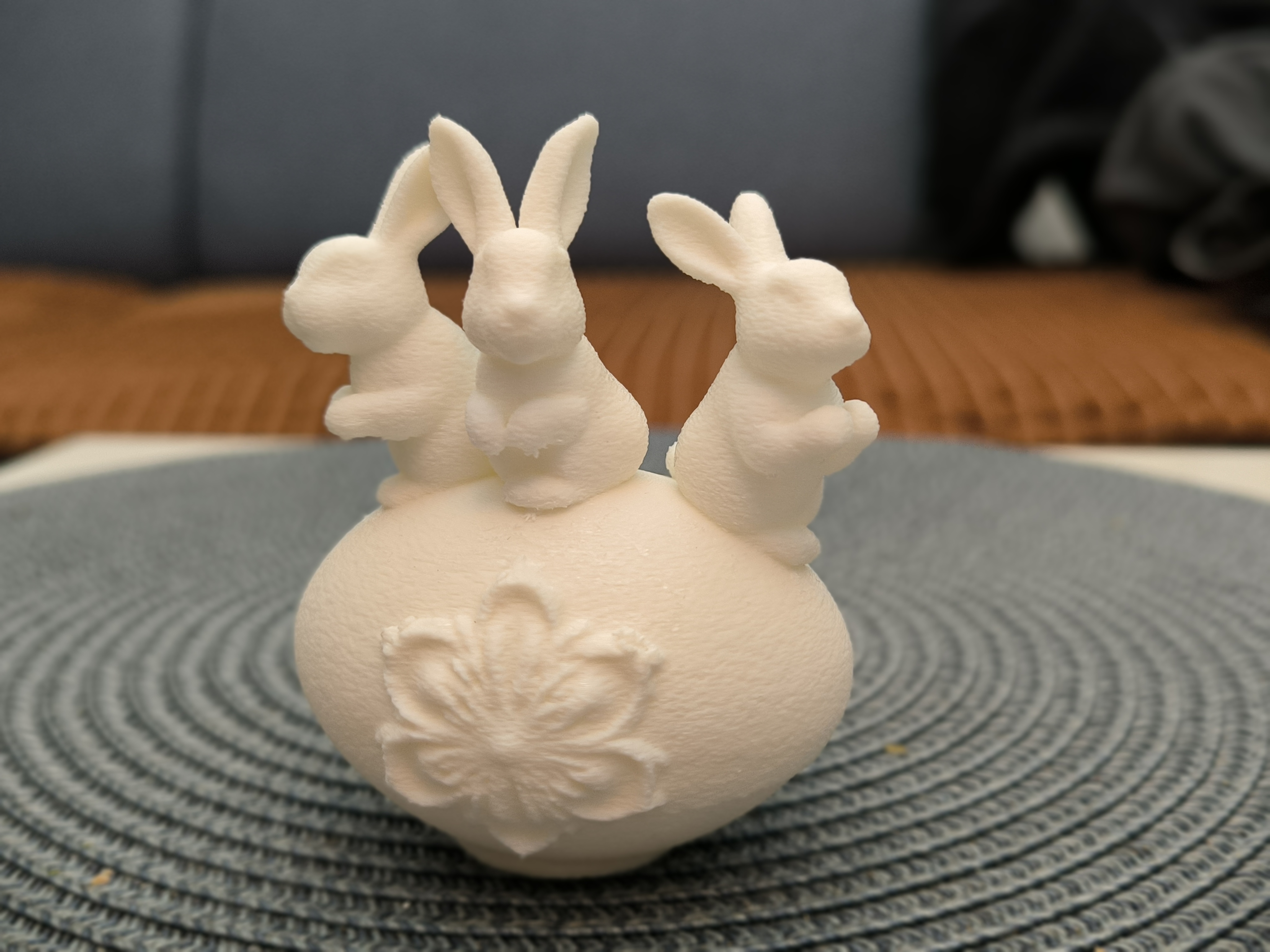 Three Easter Bunnies on the Egg