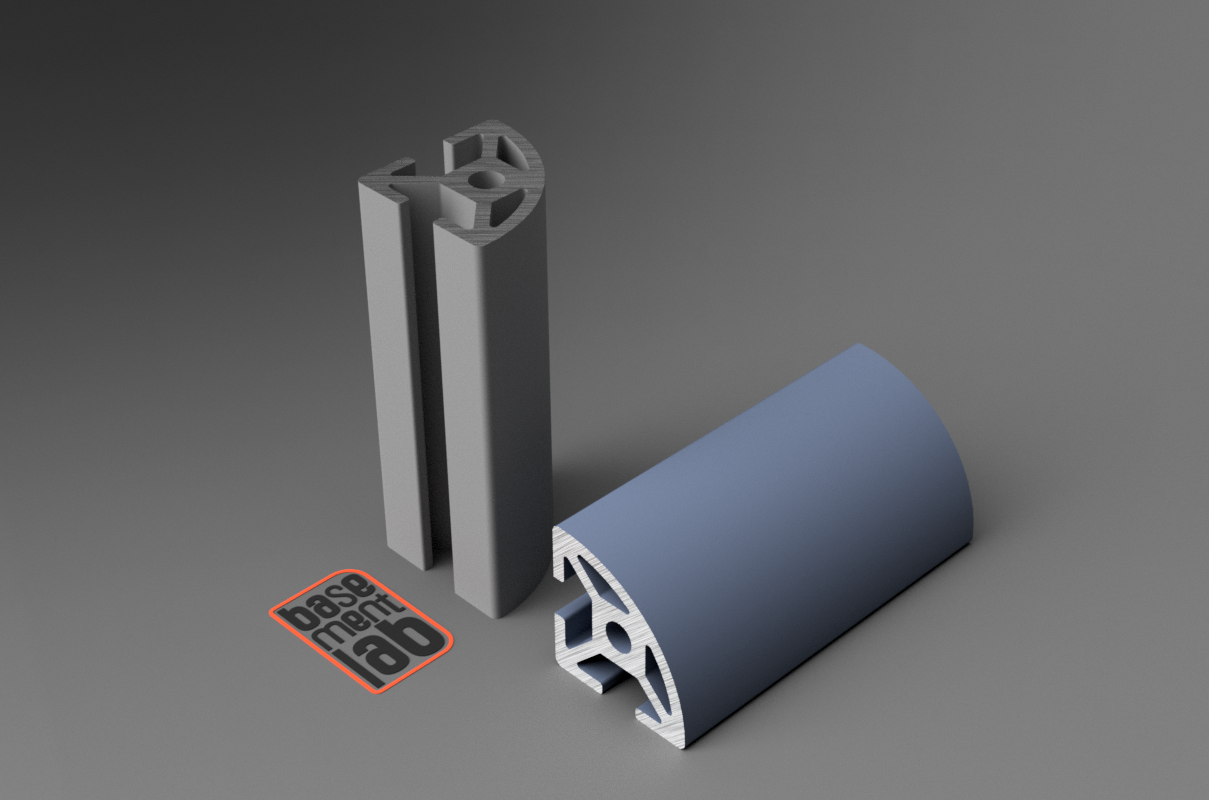 2020 R20-90° Rounded Profile 2 sides Open  - Profilo 2020 raggio 20mm