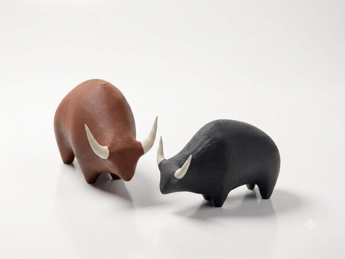 Simple Small Bull Sculpture - Rustic Farmyard Accent