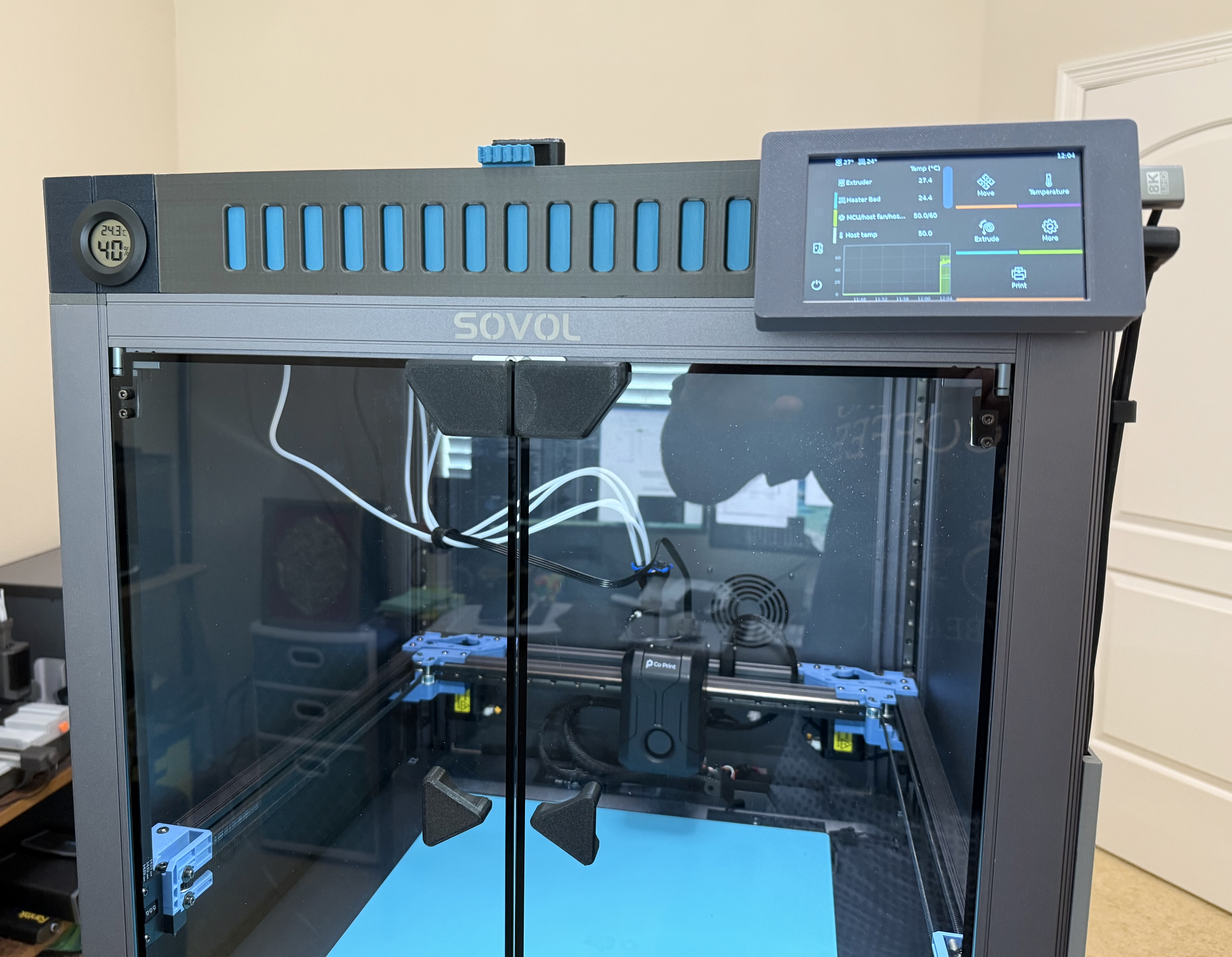 SOVOL SV08 Riser w/ closable vents, spool-holder, HDMI mount, Temp. sensor and CoPrint adaptable