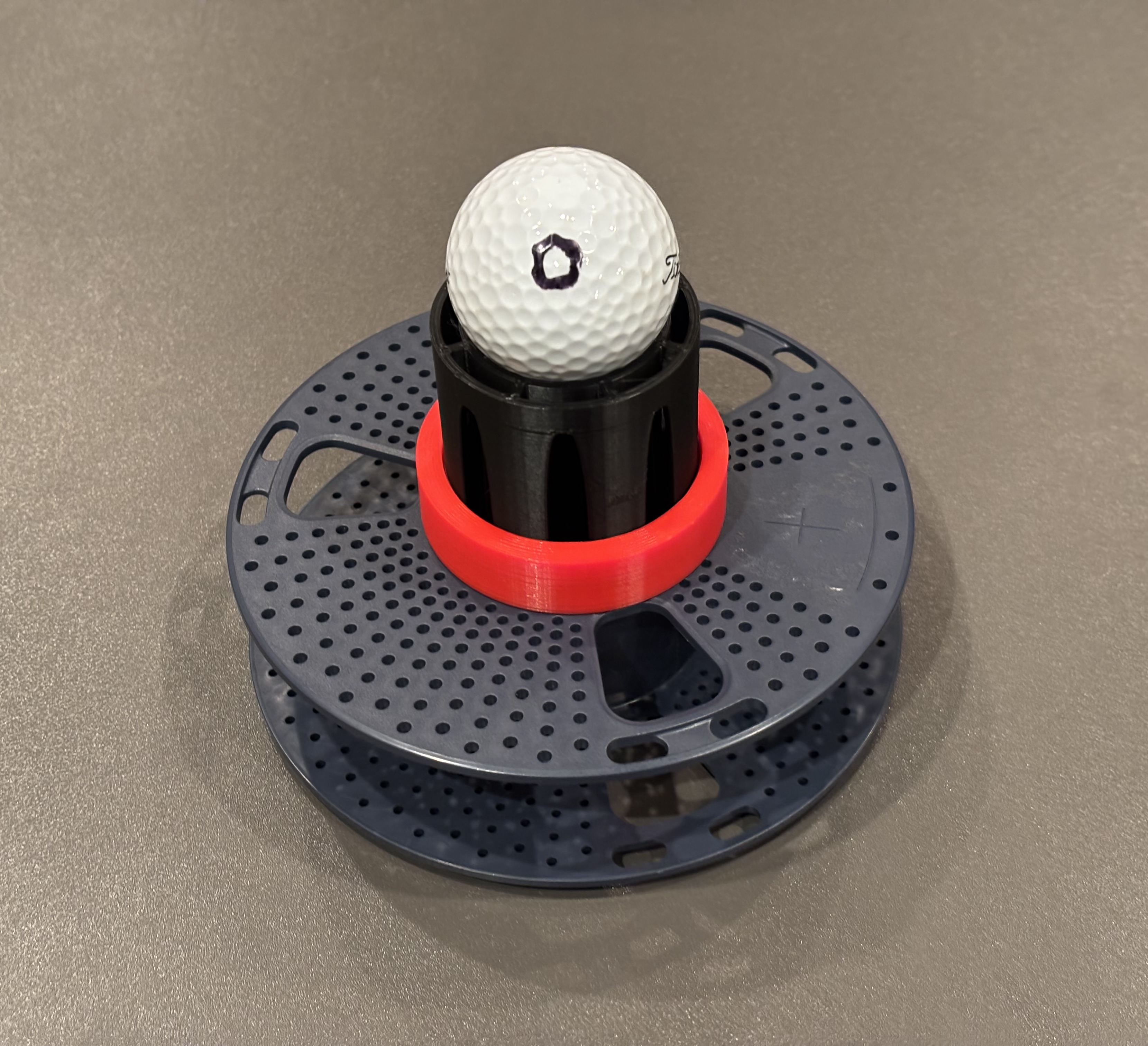Filament Spool Adapter Holder with Clip ring + Golf Ball Holder