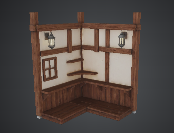 Medieval Tavern Interior Corner – Timber Framed RPG Diorama Terrain