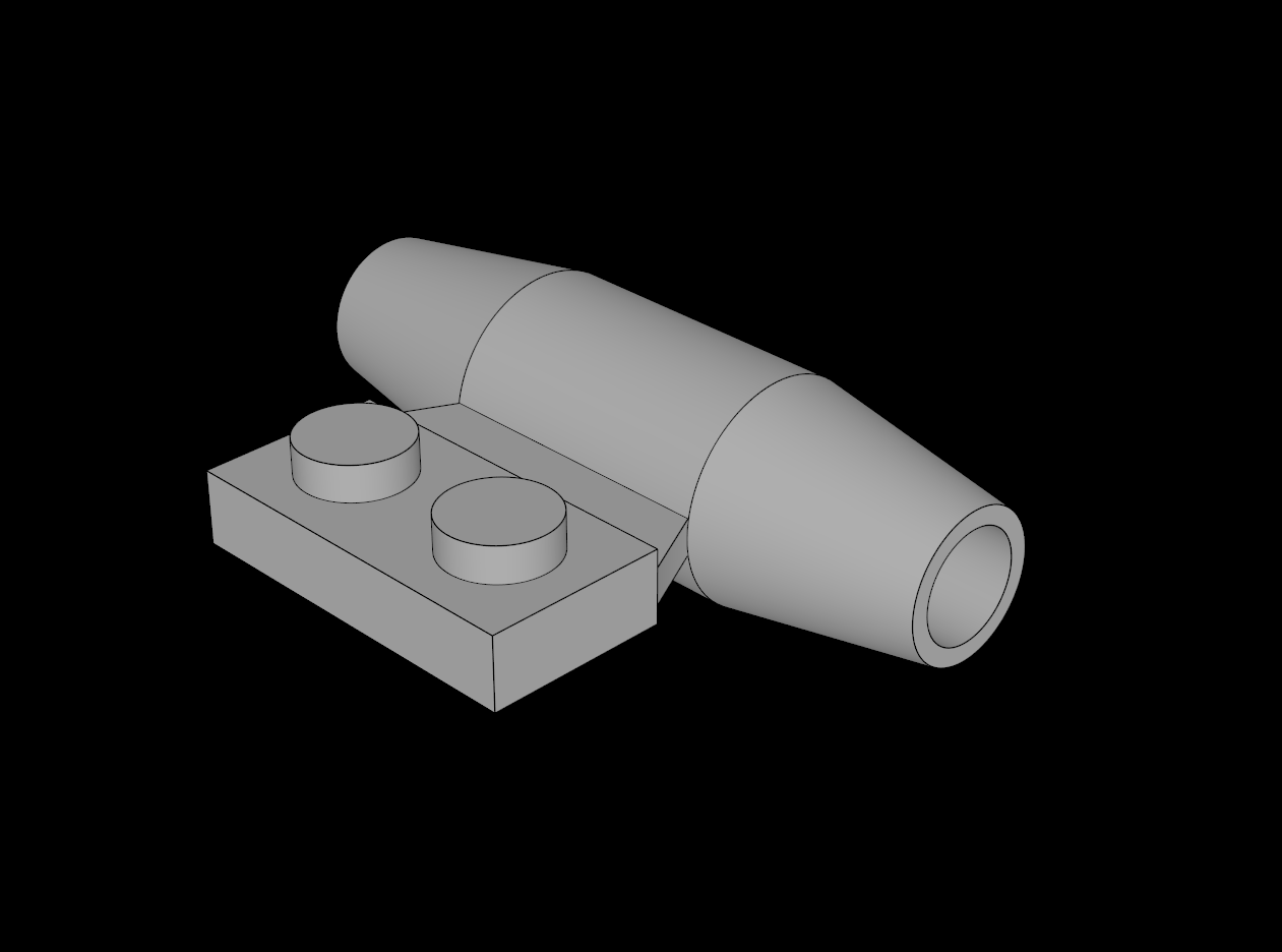 Lego Compatible (3475b.dat) Plate  1 x  2 with Jet Engine with Axle Hole