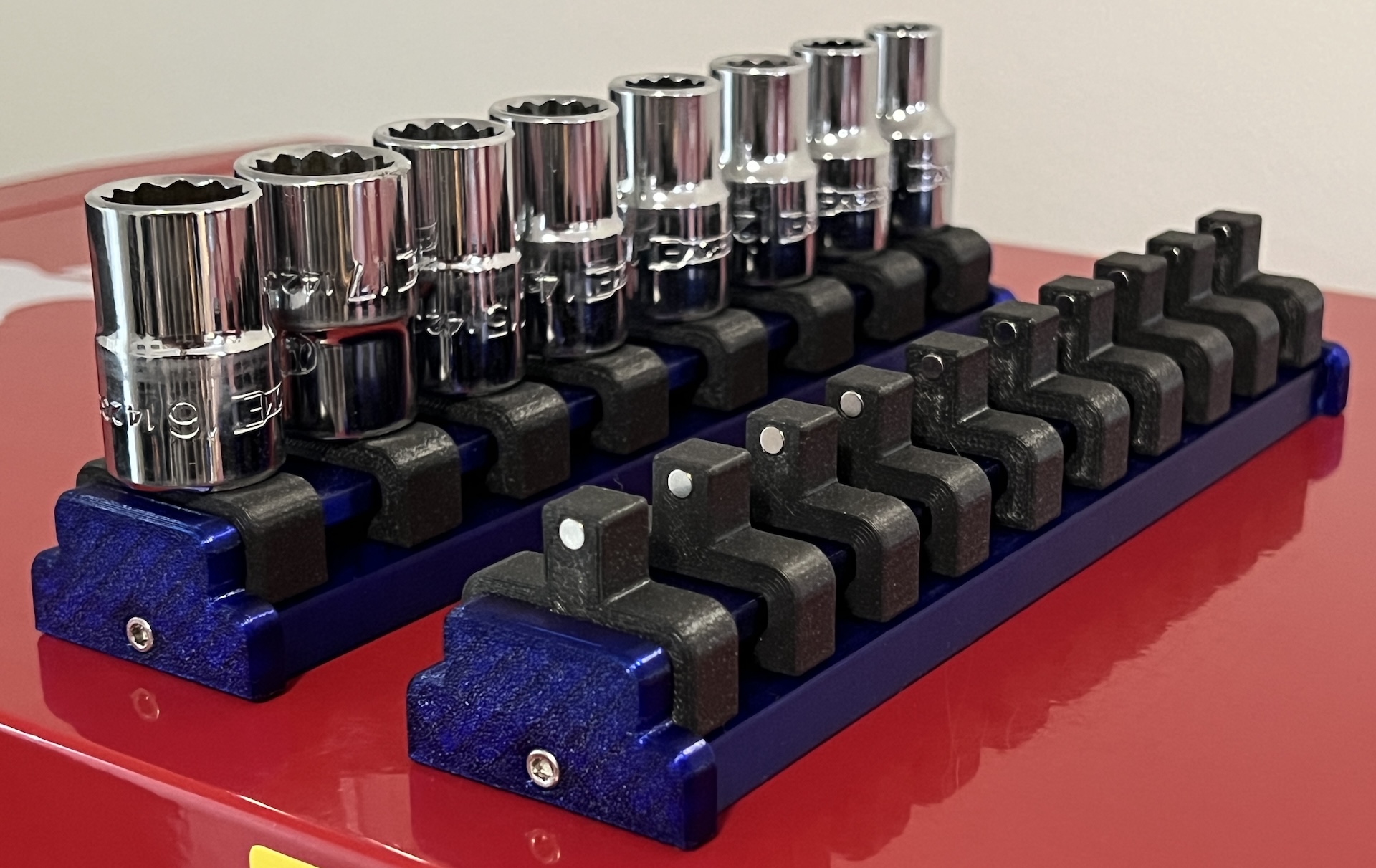 Magnetic Socket Holders And Rail For 1/2" 3/8" 1/4" Drive 3D model thumbnail