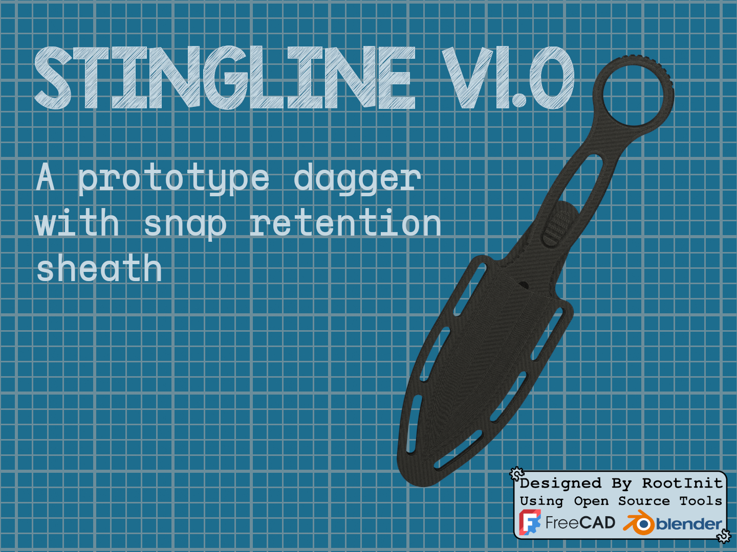 Stingline V1.0 Prototype Dagger with snap retention sheath.
