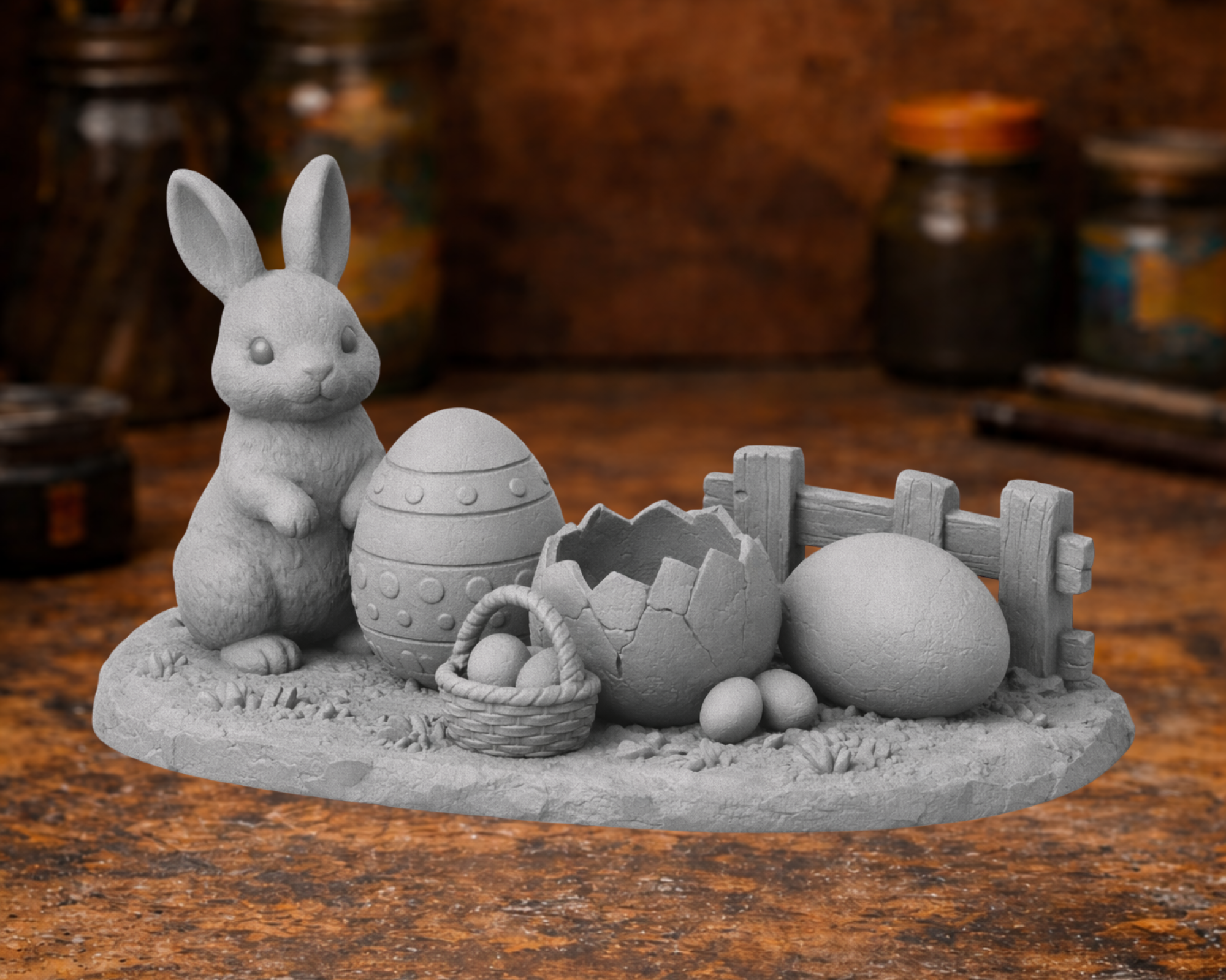 Easter Bunny Diorama – Spring Egg Display Scene
