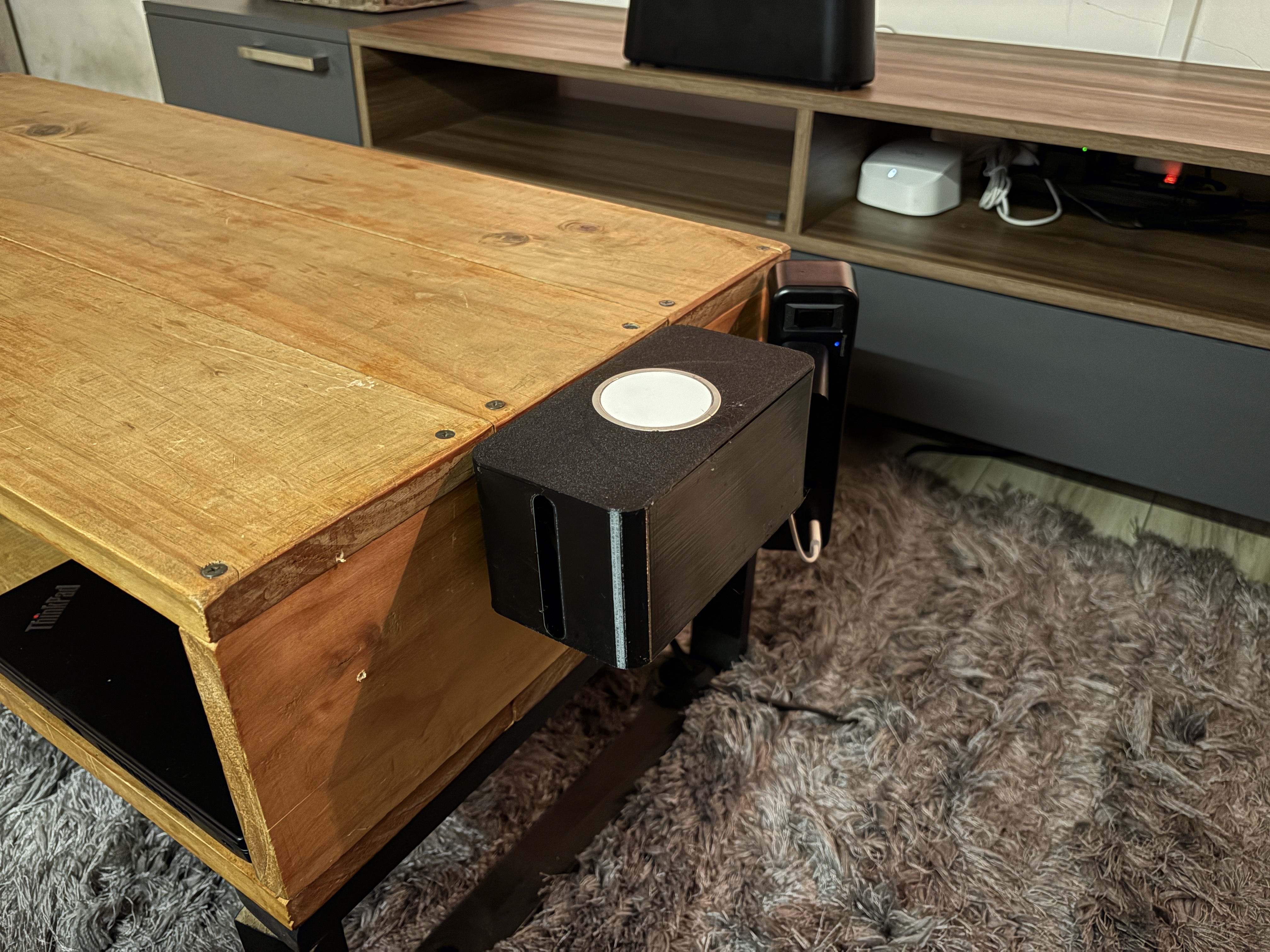 Cable management box for tv table