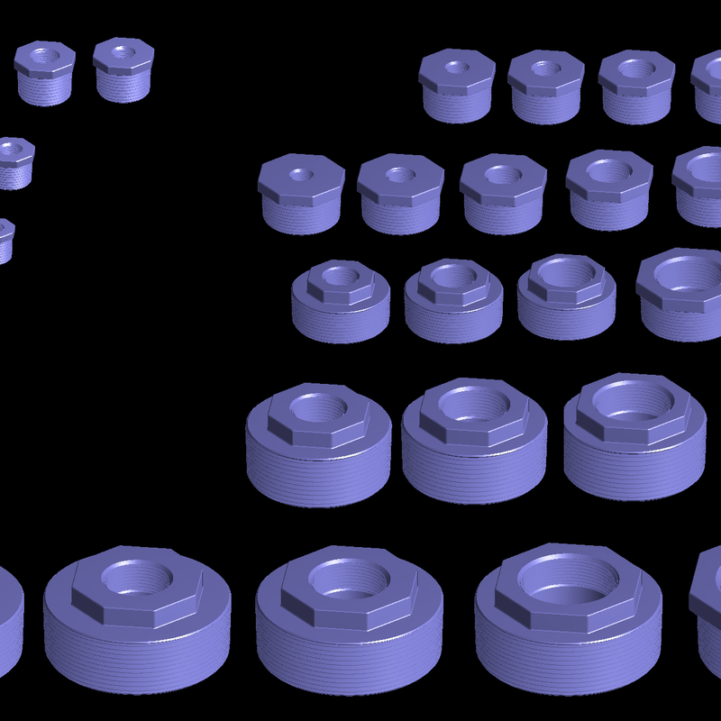 Parametric Pipe Plugs, Bushings, Couplings, Caps, and Reducers (SCAD ...