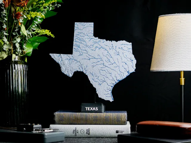 Texas, USA (TX) Topographic Map with Rivers