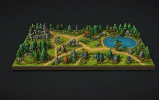 3D game map D&D with trees