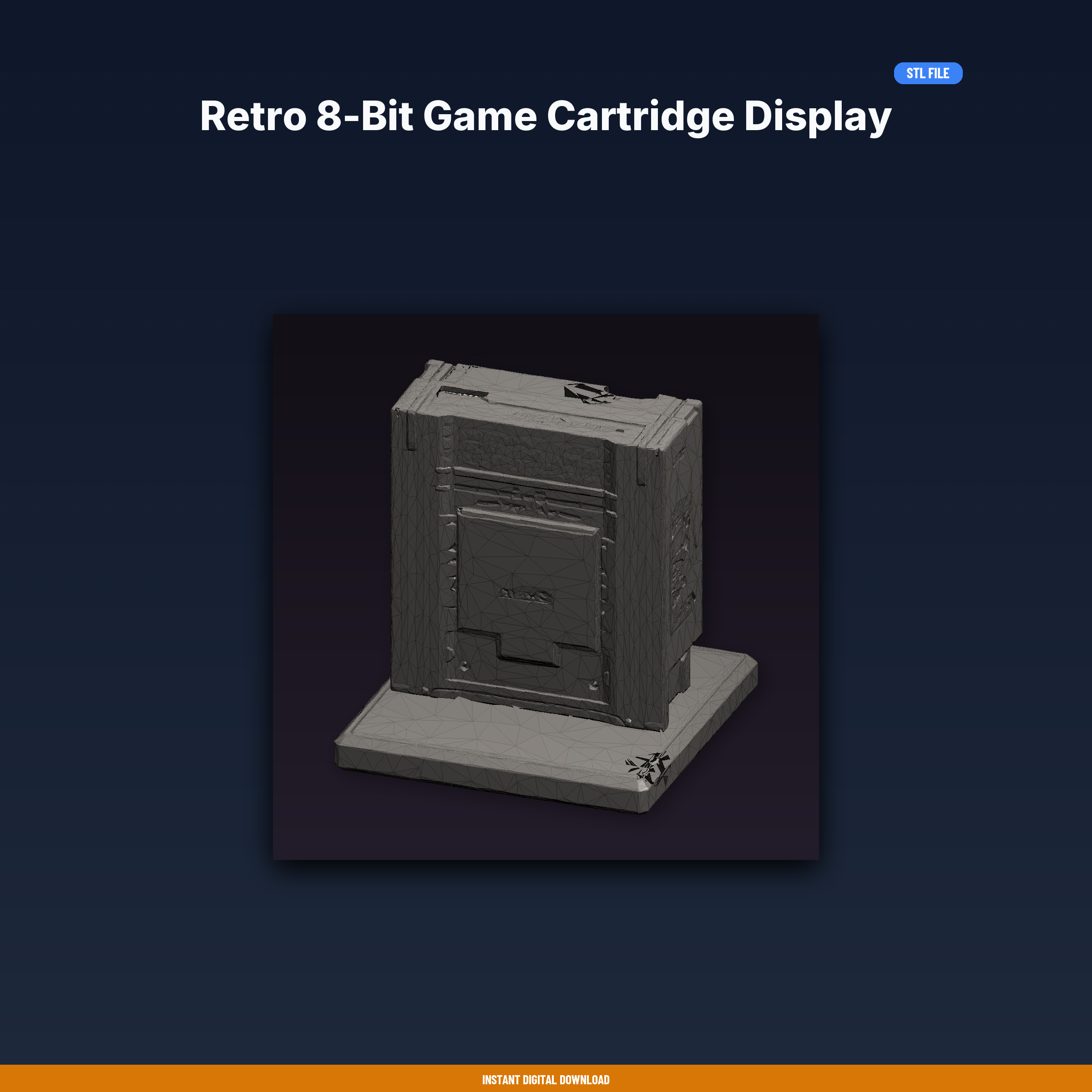 Retro 8-Bit Game Cartridge Display Stand - 3D Printable STL File
