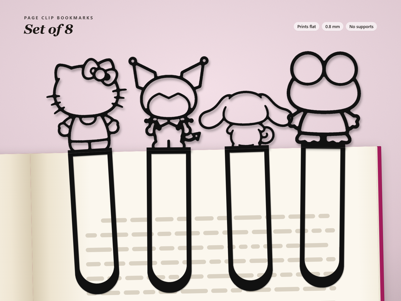 Sanrio Page Clip Bookmarks - Set of 8