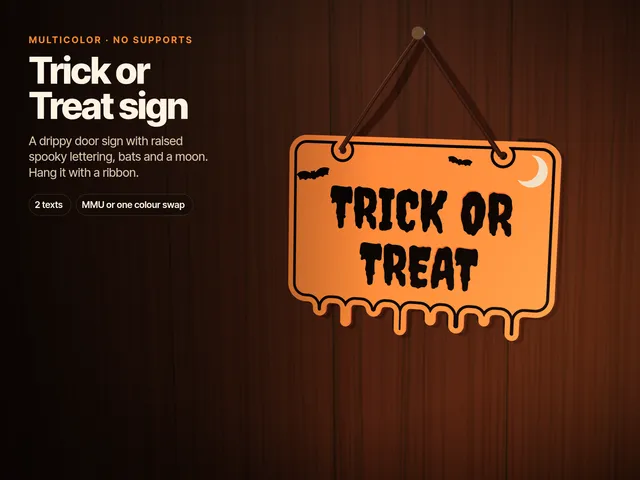 Trick or Treat & Happy Halloween Door Sign – Multicolor, Raised Spooky Letters, No Supports