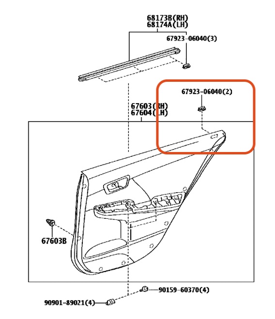Toyota (inspired) Camry/Aurion GSV40/GSV50 Holder Clip 67923-06040