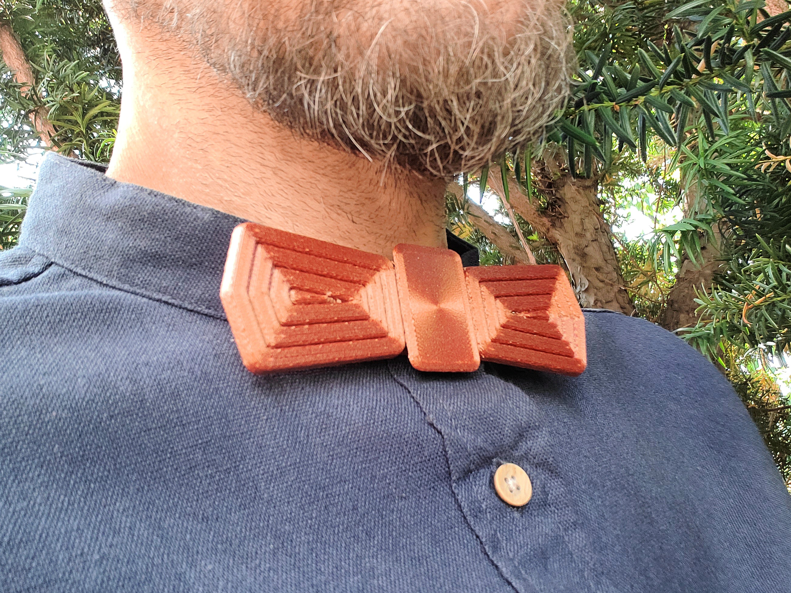 Bow-Tie worn on a shirt button (no ribbon needed)