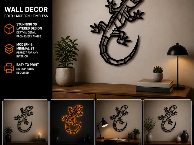 Universal gecko wall decoration