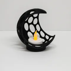 ABSTRACT HALFMOON WITH LED TEALIGHT / VORONOI / DESIGNER LED TEALIGHT / LIGHTNING / GOTHIC