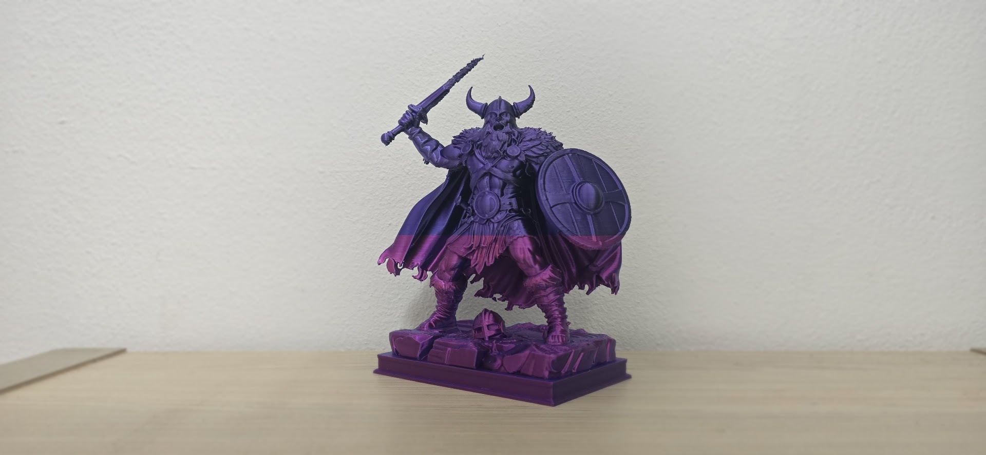 Purple Viking Warrior with Sword and Shield