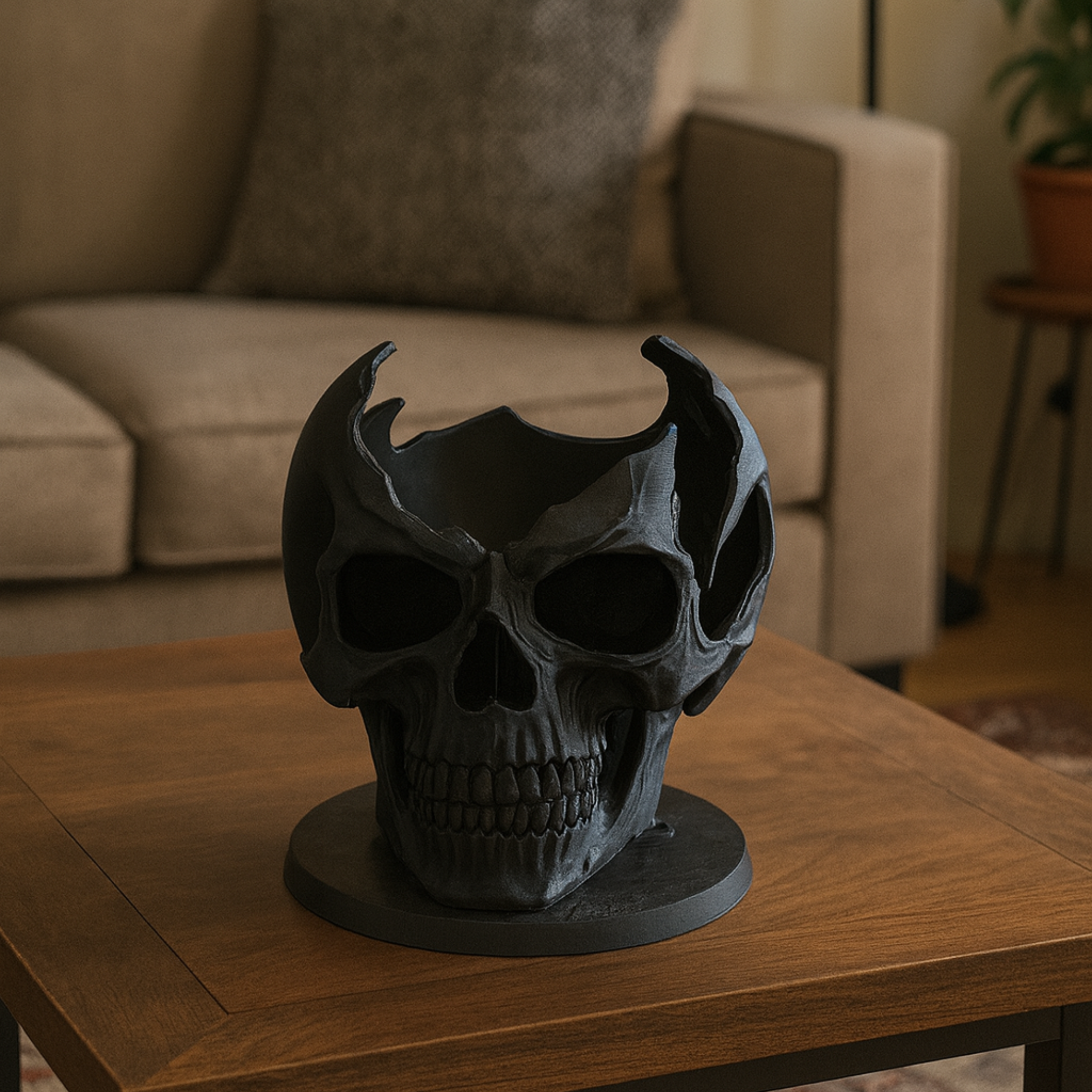 BROKEN SKELETON HEAD TEALIGHT / HALLOWEENDECOR / HOMEDECOR / DARK DECOR — miniatura 2