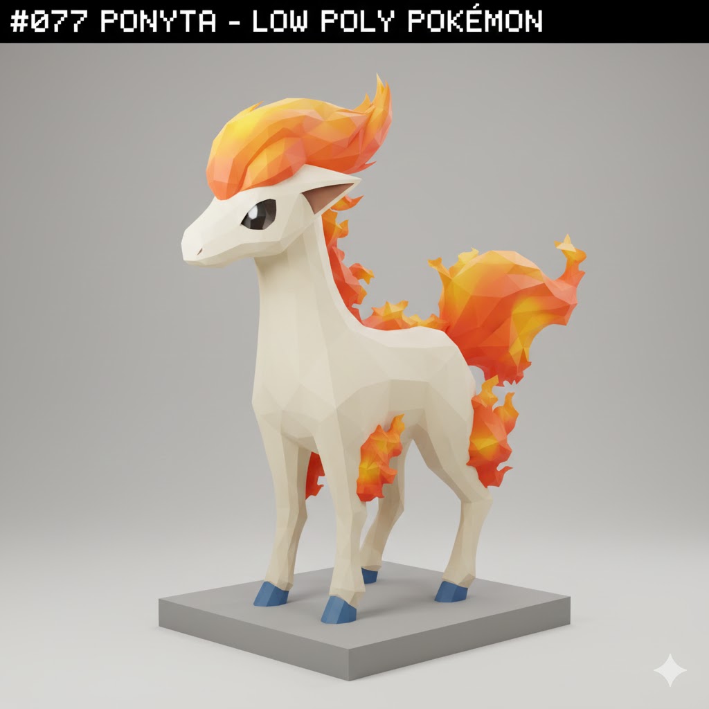 #077 Ponyta – Low Poly Pokémon