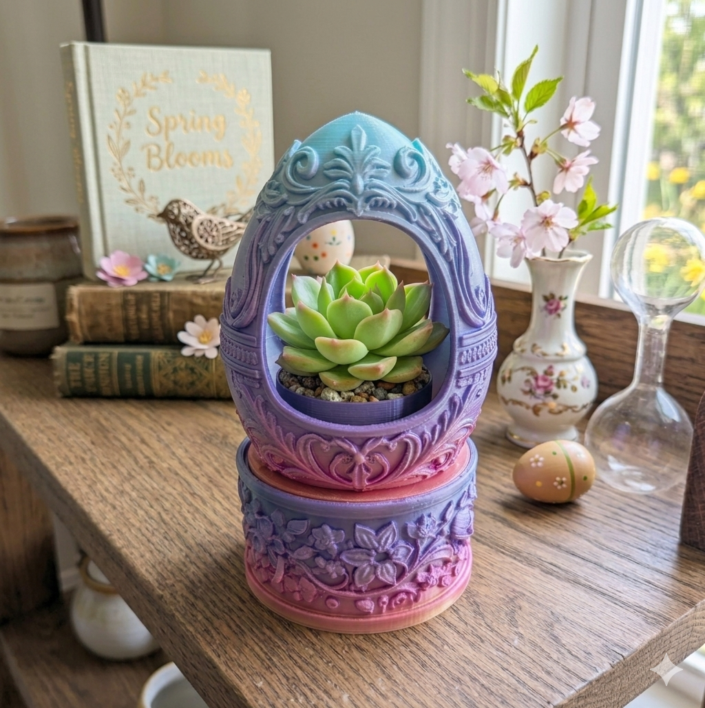 Ornate easter egg planter
