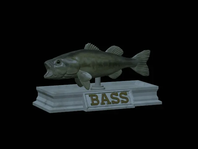 Largemouth Bass Open-Mouth Statue with Base – Design 4
