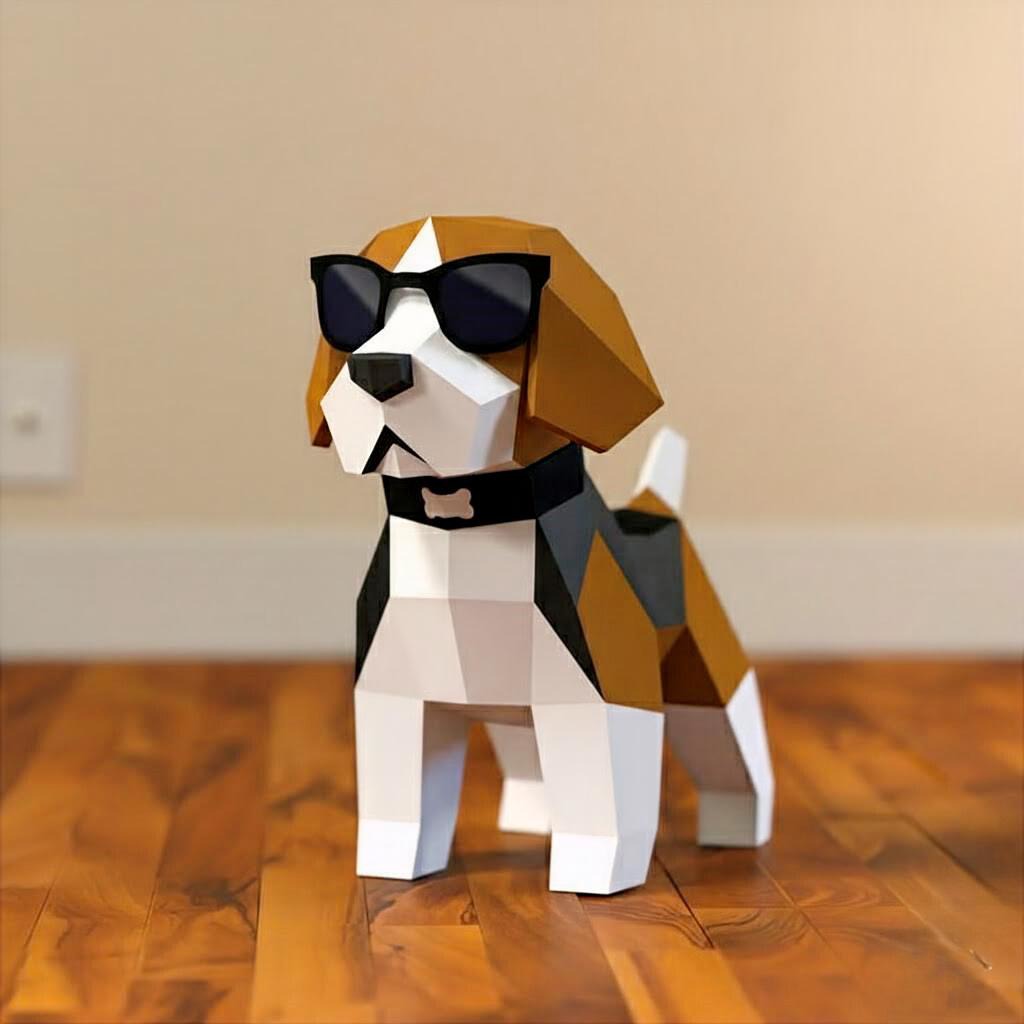 Low-Poly Beagle with Sunglasses
