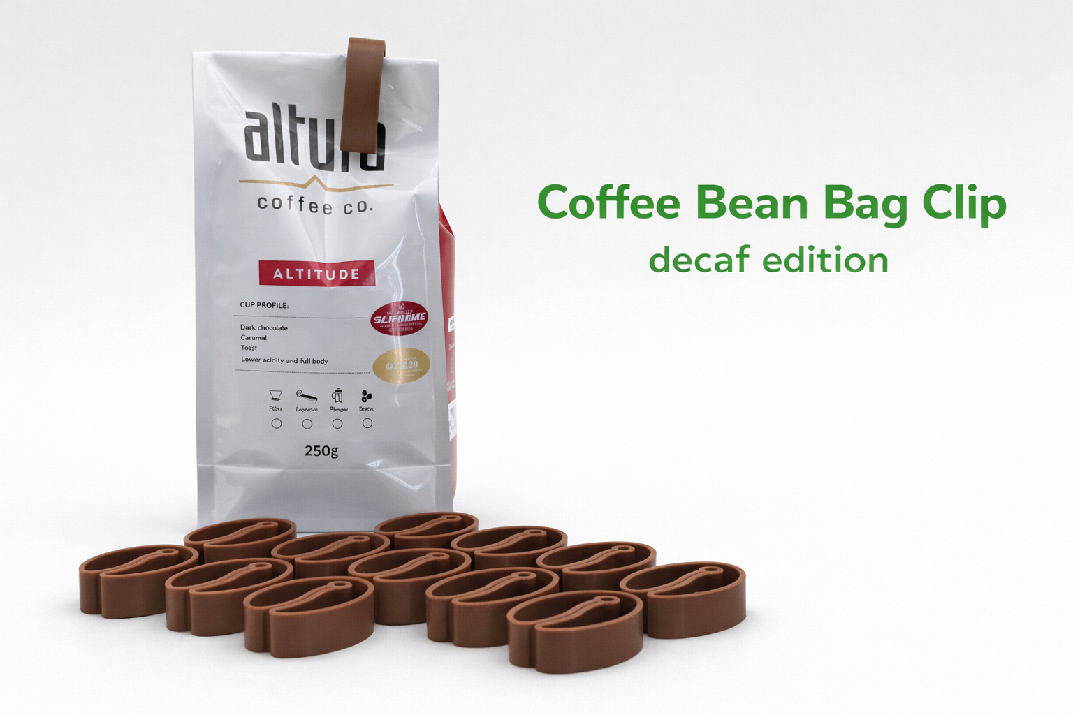 The Coffee Bean Bag Clip - decaf edition