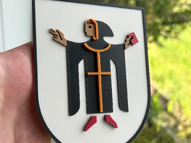 Munich (Germany) coat of arms 3D model with colour/layer changes for single filament printers