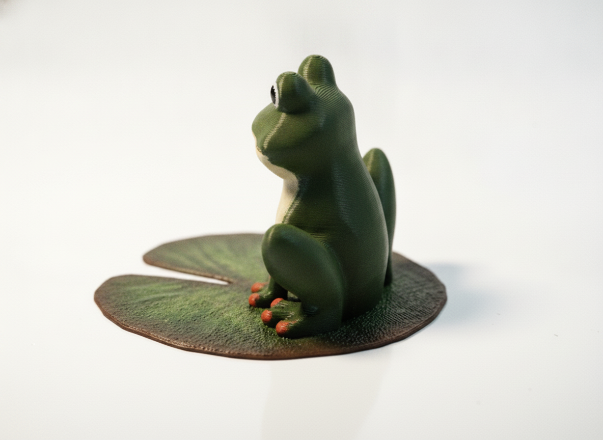 Decorating A Green Frog Sculpture