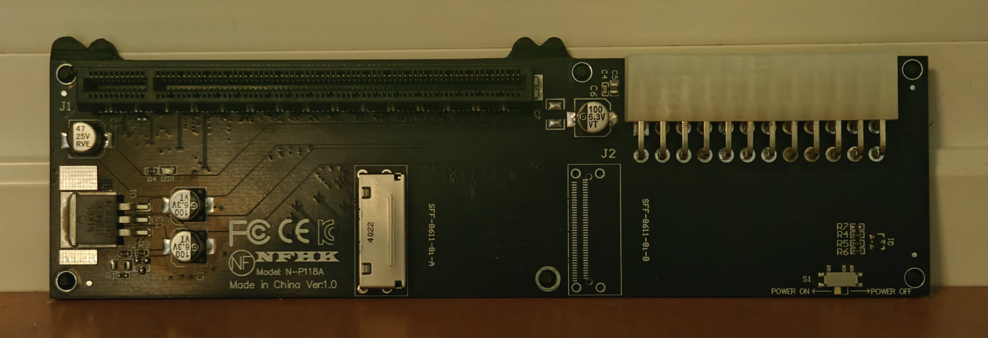 NFHK Oculink 8i To PCI Express 4.0 x16 Adapter Test Jig