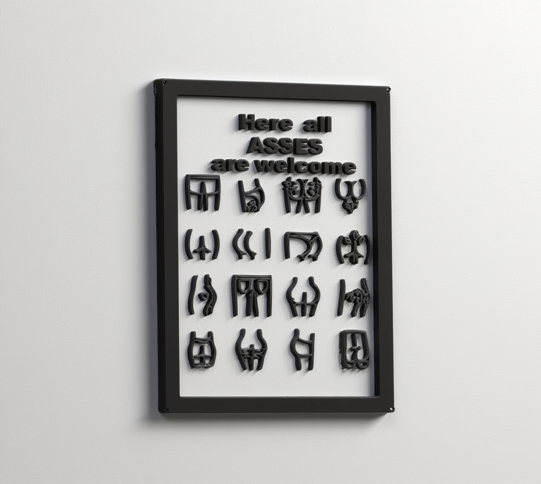 “Here All Asses Are Welcome” – Inclusive & Humorous Wall Art