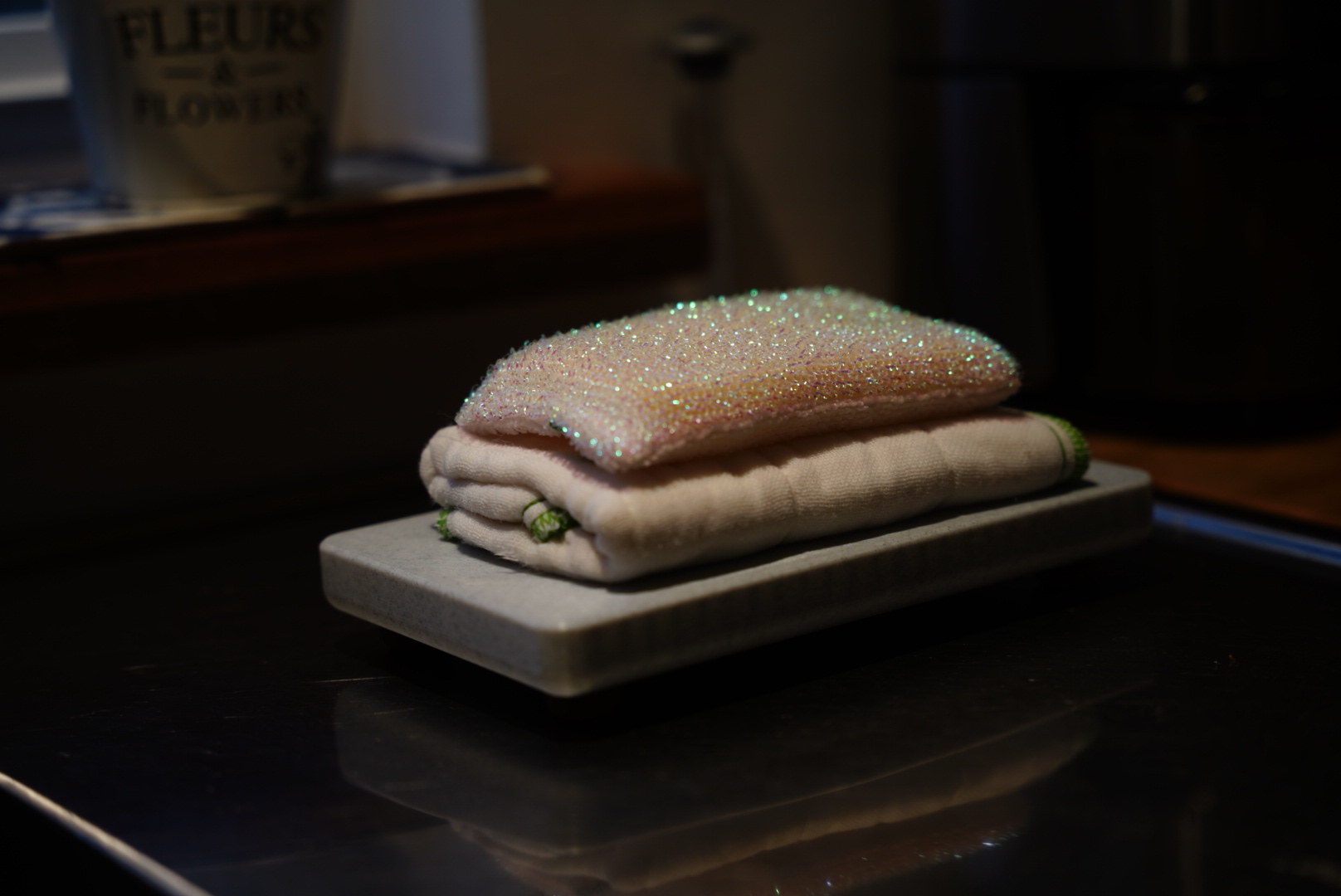 Sink caddy for kitchen or bathroom soap sponge or cloth