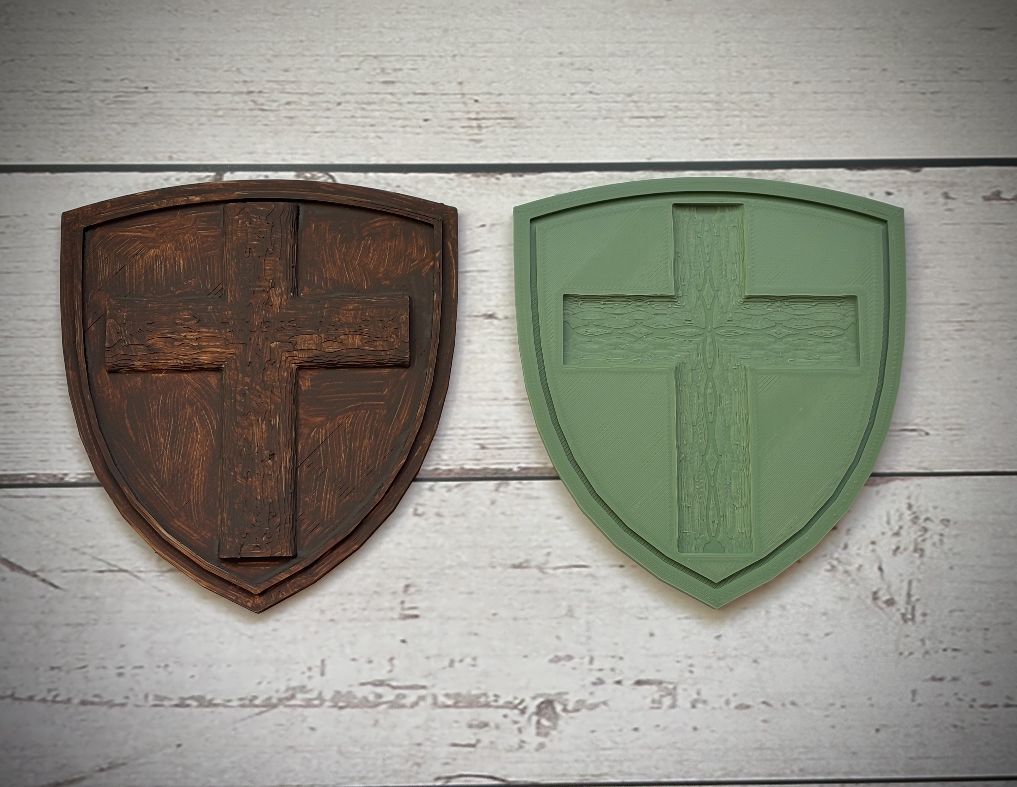 Shield with Engraved or Embossed Cross Coaster Plate