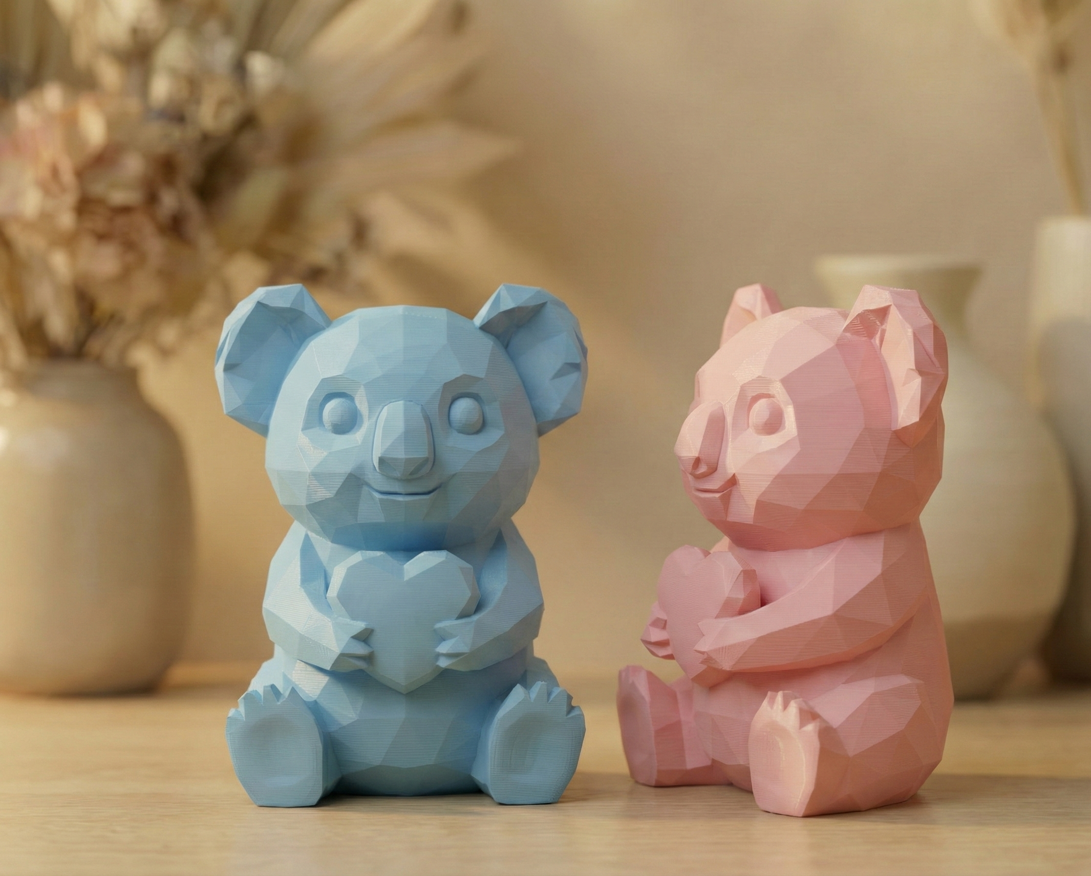 Origami Koala Heart - Geometric Love Gift