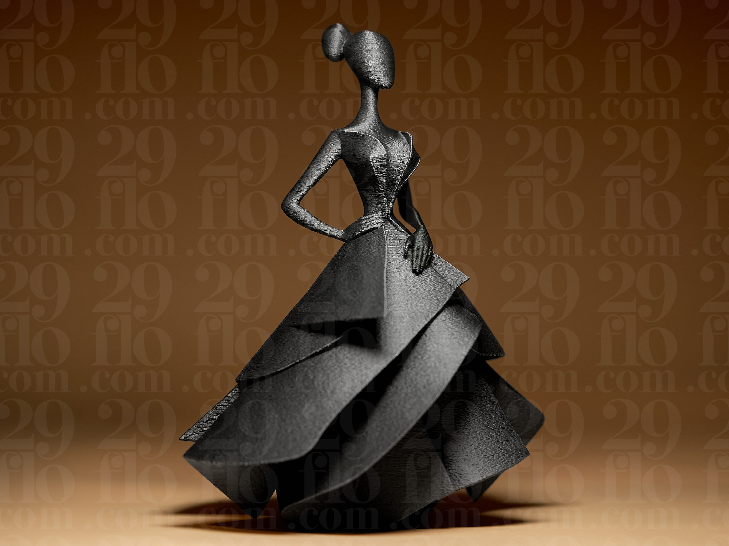 #080 Abstract Geometric Origami Dress Fashion Figurine 3D model by 29flo