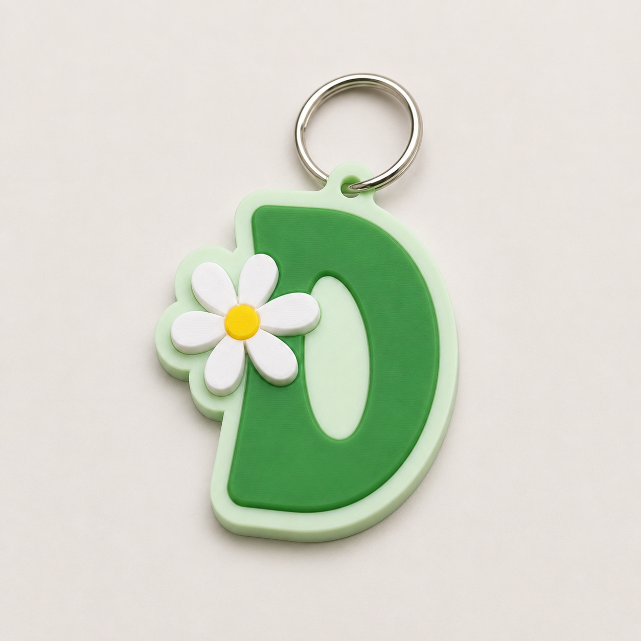 Initial name tag with daisy flower