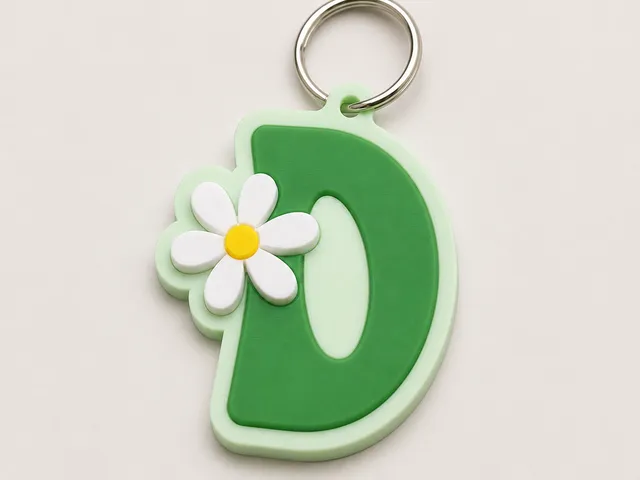 Initial name tag with daisy flower